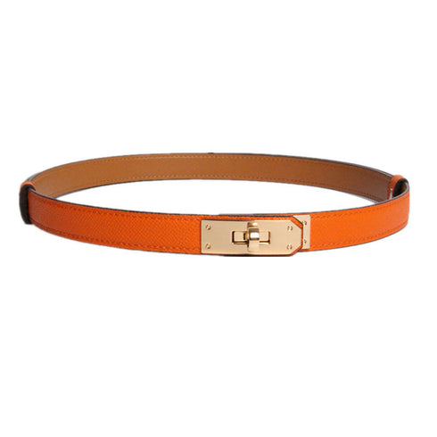 High Quality Women Real Leather 1.8cm Width Belts Golden - ROUTINE FASHION